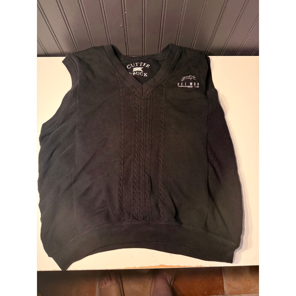 DEL MAR thoroughbred club black sweater vest cutter & buck